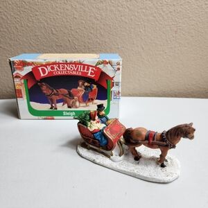 Dickensville Vintage Porcelain Horse Driven Sleigh Christmas Village